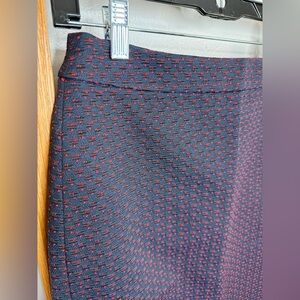 Ann Taylor Navy and Red Pencil Skirt